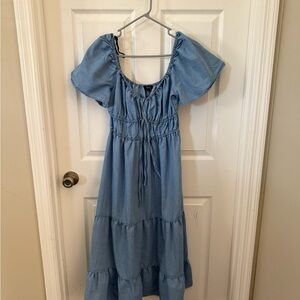 Blue Off-Shoulder Dress